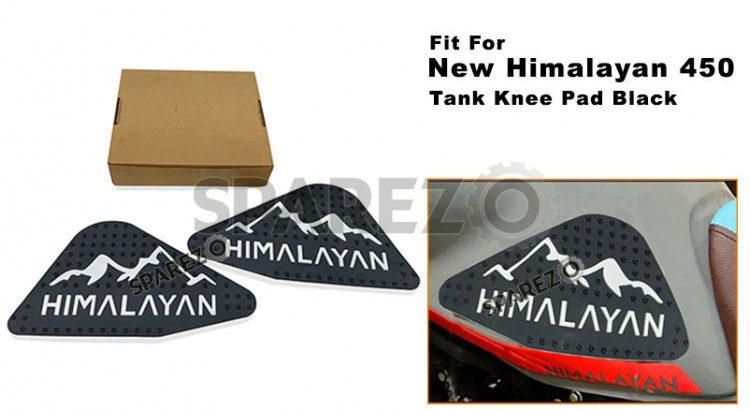 Fit For Royal Enfield New Himalayan 450 Rubber Tank Knee Pad Black and White - SPAREZO